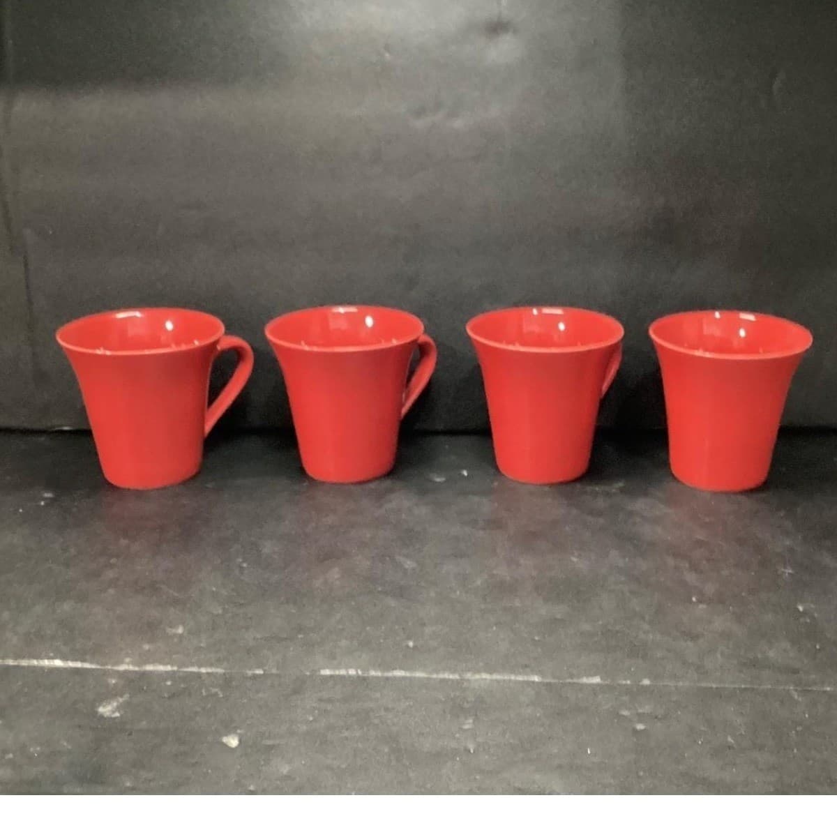 10 Strawberry Street Red Coffee Cups, Set of 4, Vintage Inspired Mugs, Drinkware - Thumbnail 3