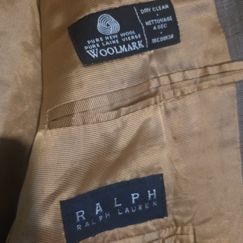 Ralph Lauren Wool Blazer Brown Two Button Sport Coat, Mens 42L, Made in Canada - Thumbnail 9