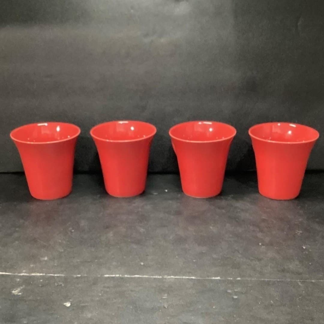10 Strawberry Street Red Coffee Cups, Set of 4, Vintage Inspired Mugs, Drinkware - Thumbnail 4