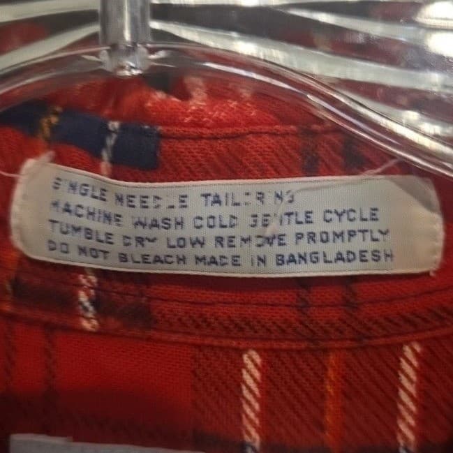 Big Smith Red Plaid Flannel Shirt, Men's XL Long Sleeve 100% Cotton Button Up - Thumbnail 6