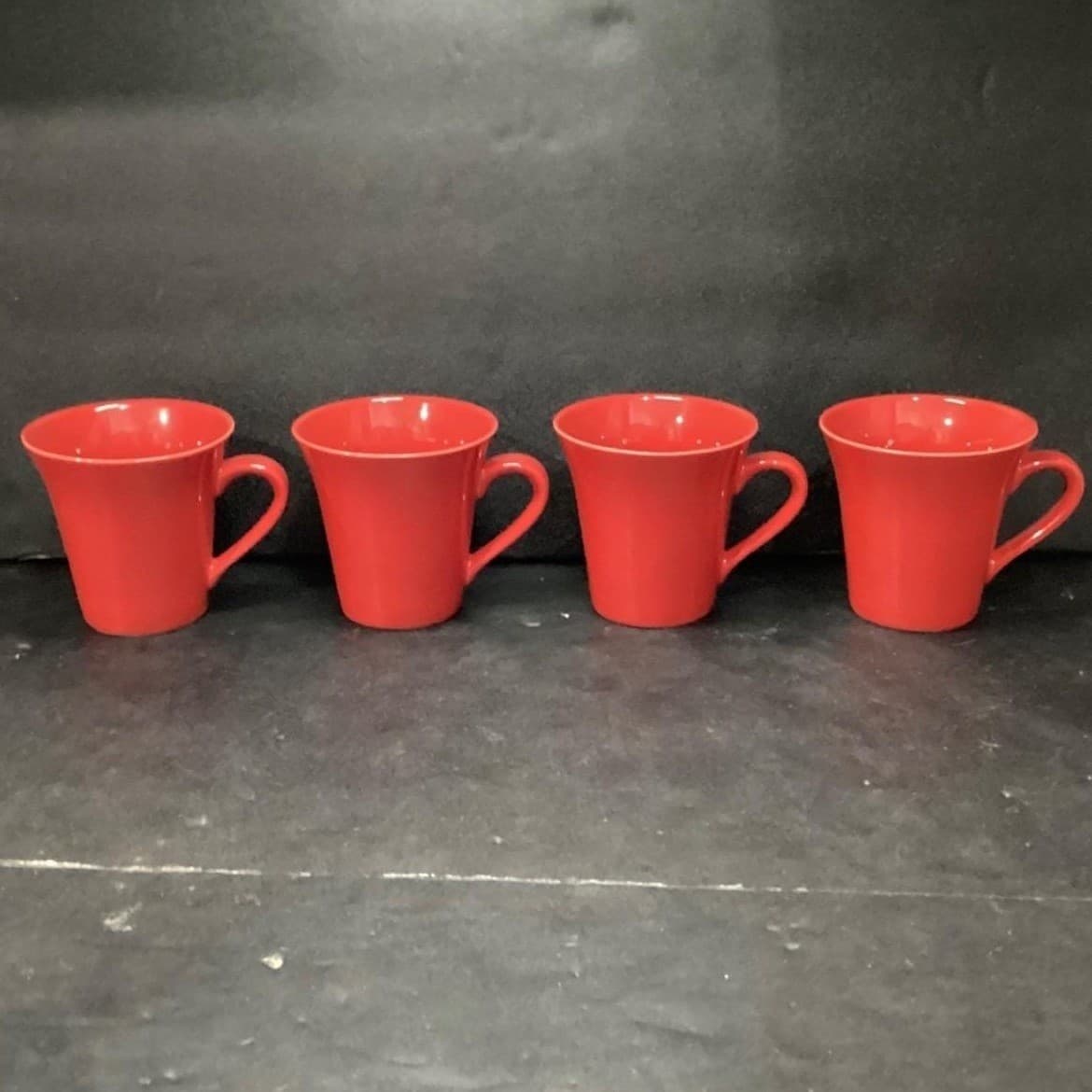 10 Strawberry Street Red Coffee Cups, Set of 4, Vintage Inspired Mugs, Drinkware - Thumbnail 2