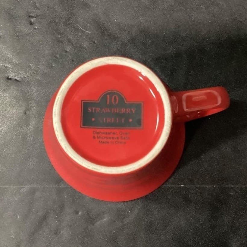 10 Strawberry Street Red Coffee Cups, Set of 4, Vintage Inspired Mugs, Drinkware - Thumbnail 8