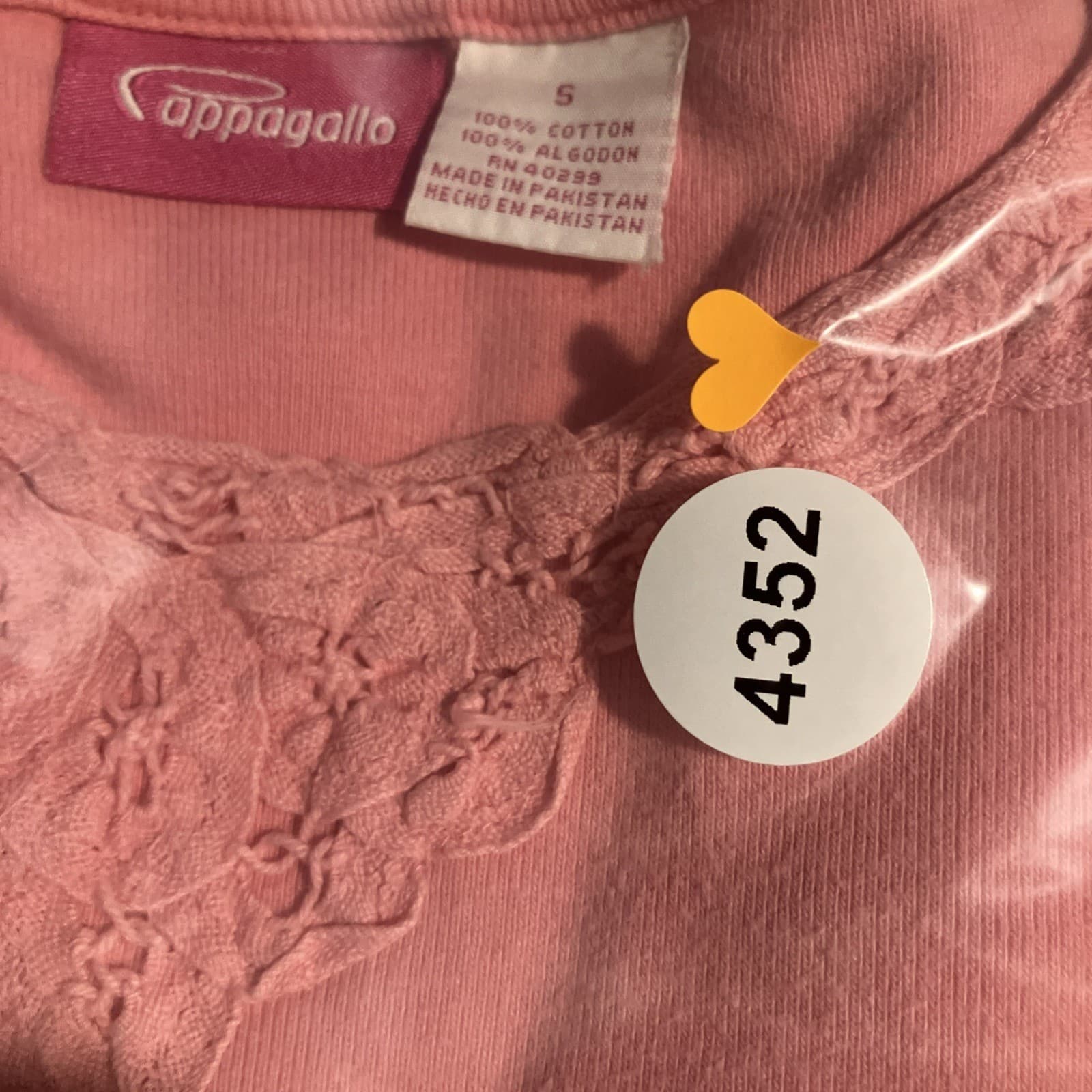 Pappagallo Pink Lace Trim V-Neck, Women's Small T-Shirt, Short Sleeve Cotton - Thumbnail 8