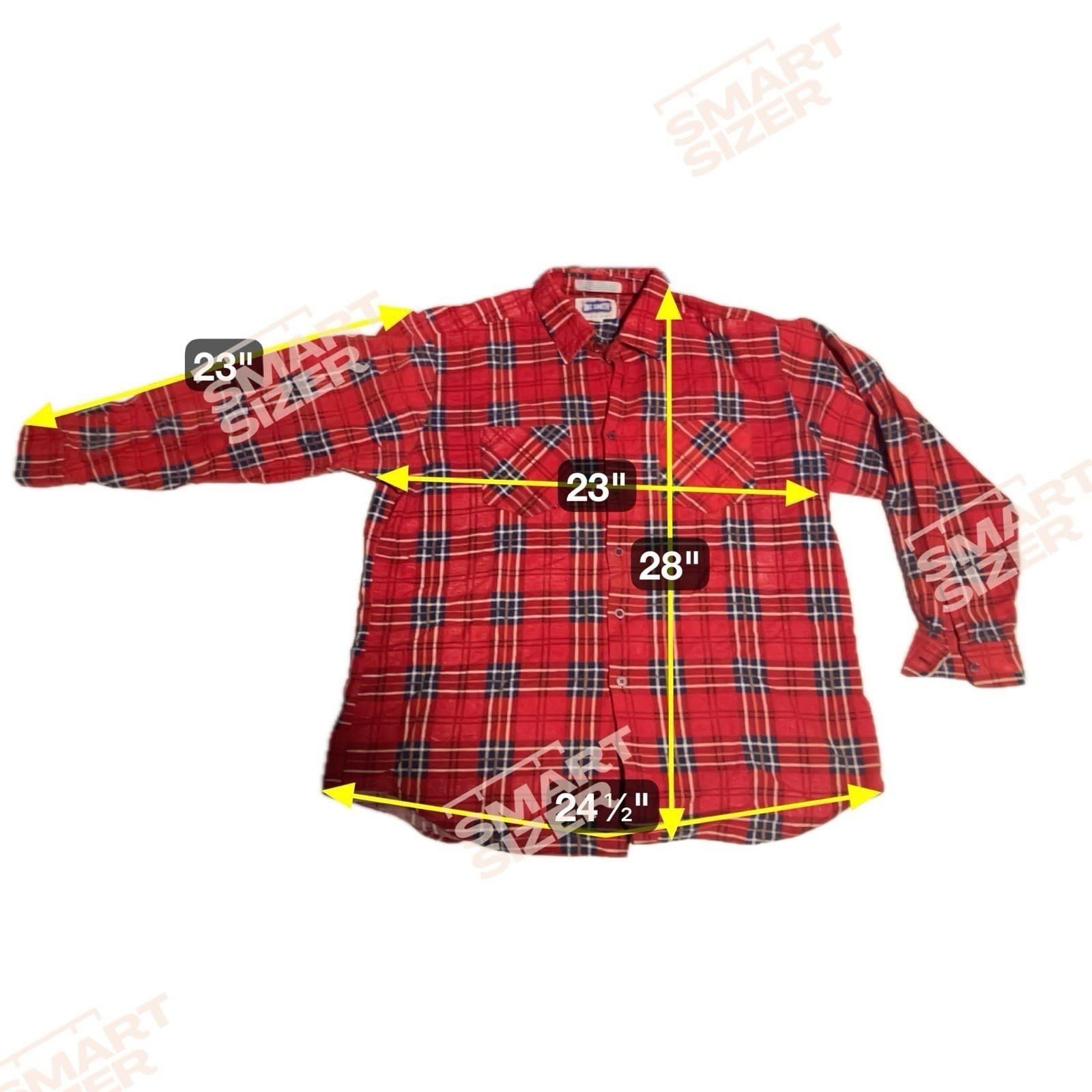 Big Smith Red Plaid Flannel Shirt, Men's XL Long Sleeve 100% Cotton Button Up - Thumbnail 2