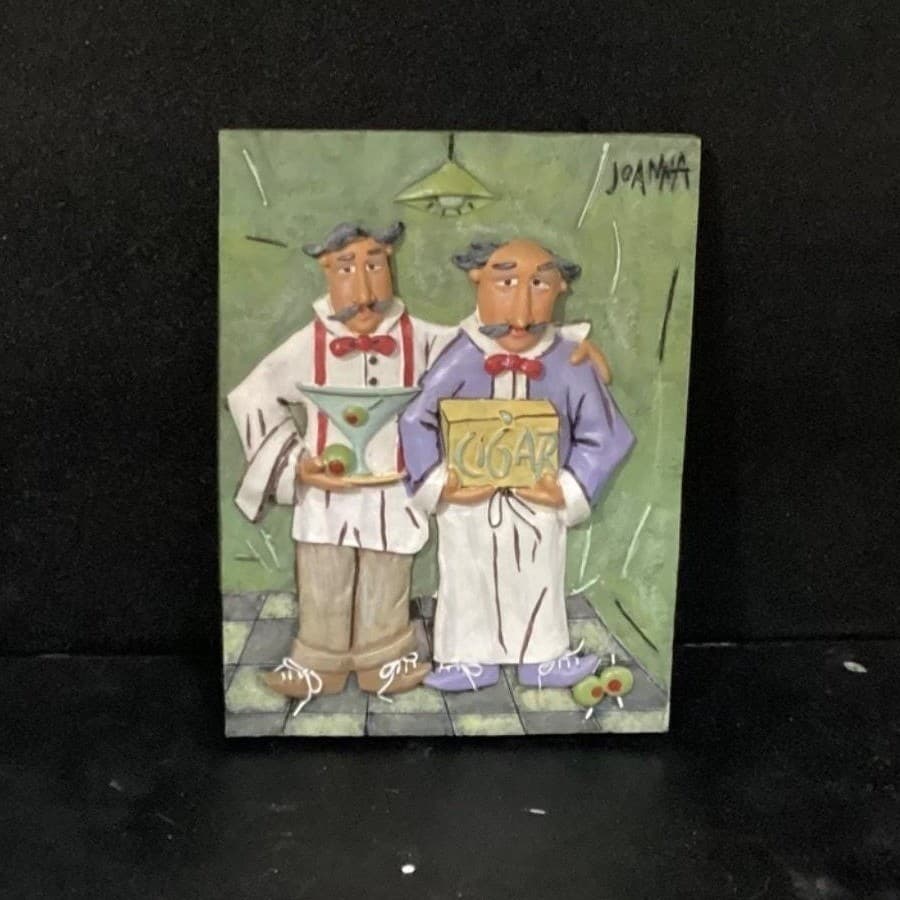 Italian Kitchen Wall Plaques by Joanna, Set of 3, Vintage Inspired Chefs/ Waiter - Thumbnail 4