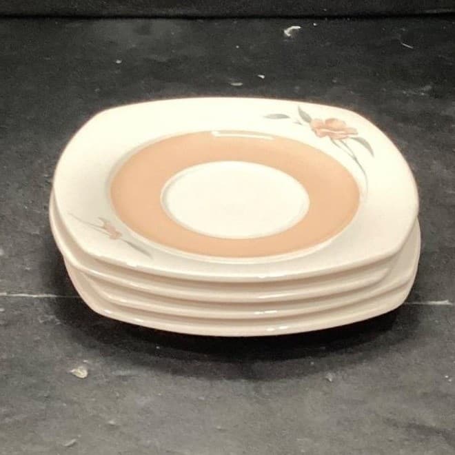 Nikko Japan Quadrille Peachglow Teacup Saucers, Set of 4, Vintage Tableware - Thumbnail 9
