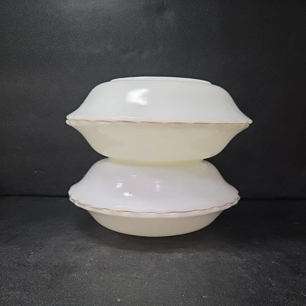 Anchor Hocking Fire King Swirl Bowls, Set of 4, Milk Glass, Vintage Kitchenware - Thumbnail 8