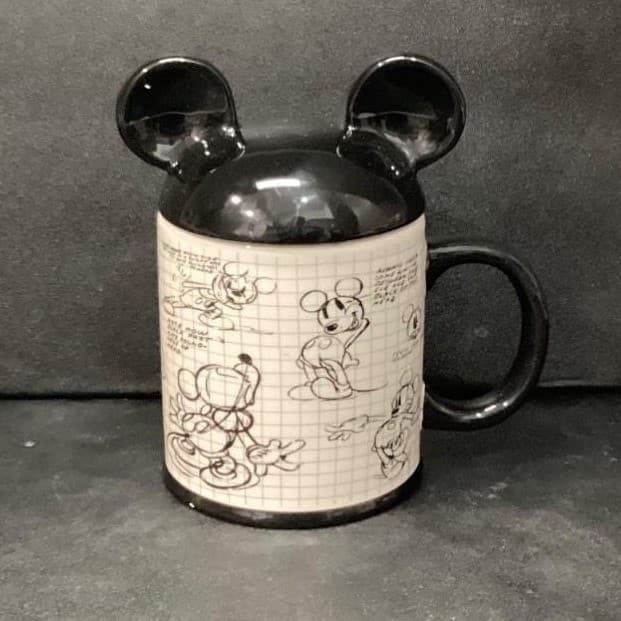 Disney Mickey Mouse Lidded Coffee Cup, Vintage Inspired Sketch Book Draw Design - Thumbnail 2