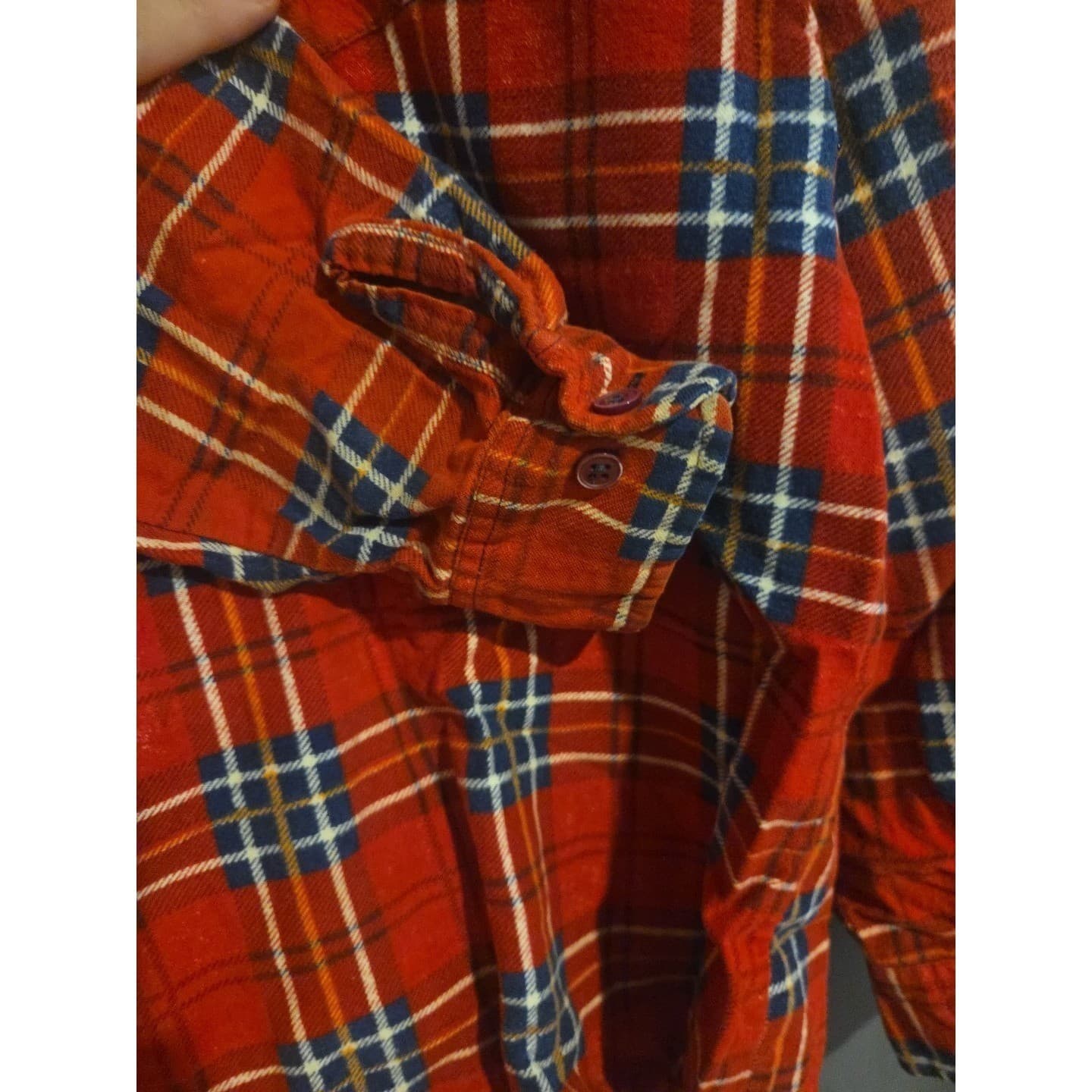 Big Smith Red Plaid Flannel Shirt, Men's XL Long Sleeve 100% Cotton Button Up - Thumbnail 8