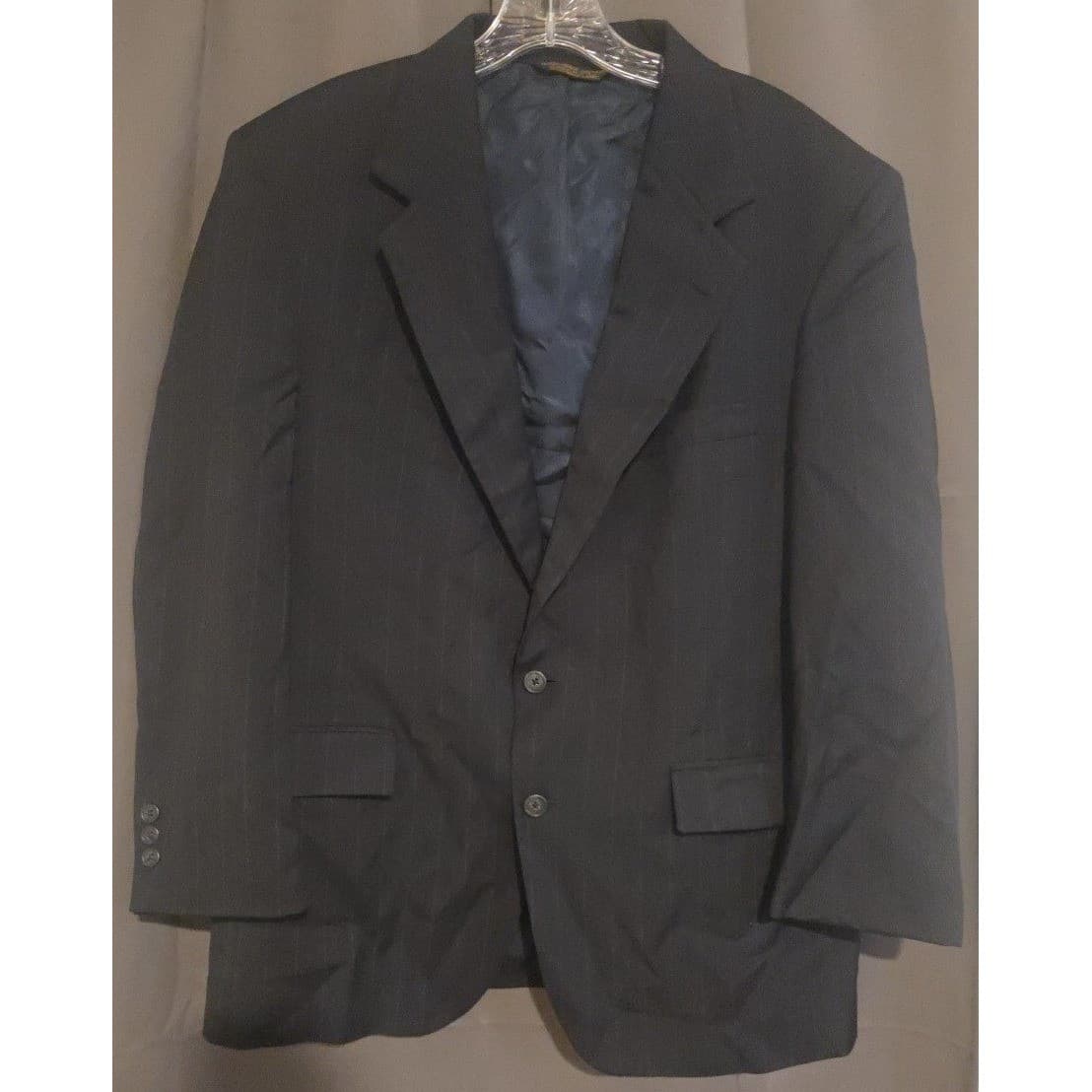 Botany 500 Couture Navy Blue Pinstripe Blazer, Men's 42R Sport Coat, Made in USA - Thumbnail 3