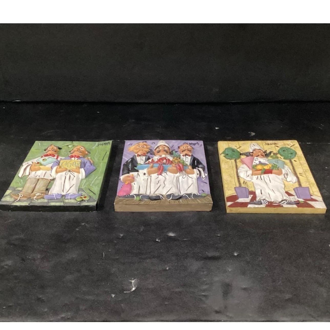 Italian Kitchen Wall Plaques by Joanna, Set of 3, Vintage Inspired Chefs/ Waiter - Thumbnail 10