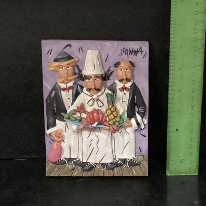 Italian Kitchen Wall Plaques by Joanna, Set of 3, Vintage Inspired Chefs/ Waiter - Thumbnail 12
