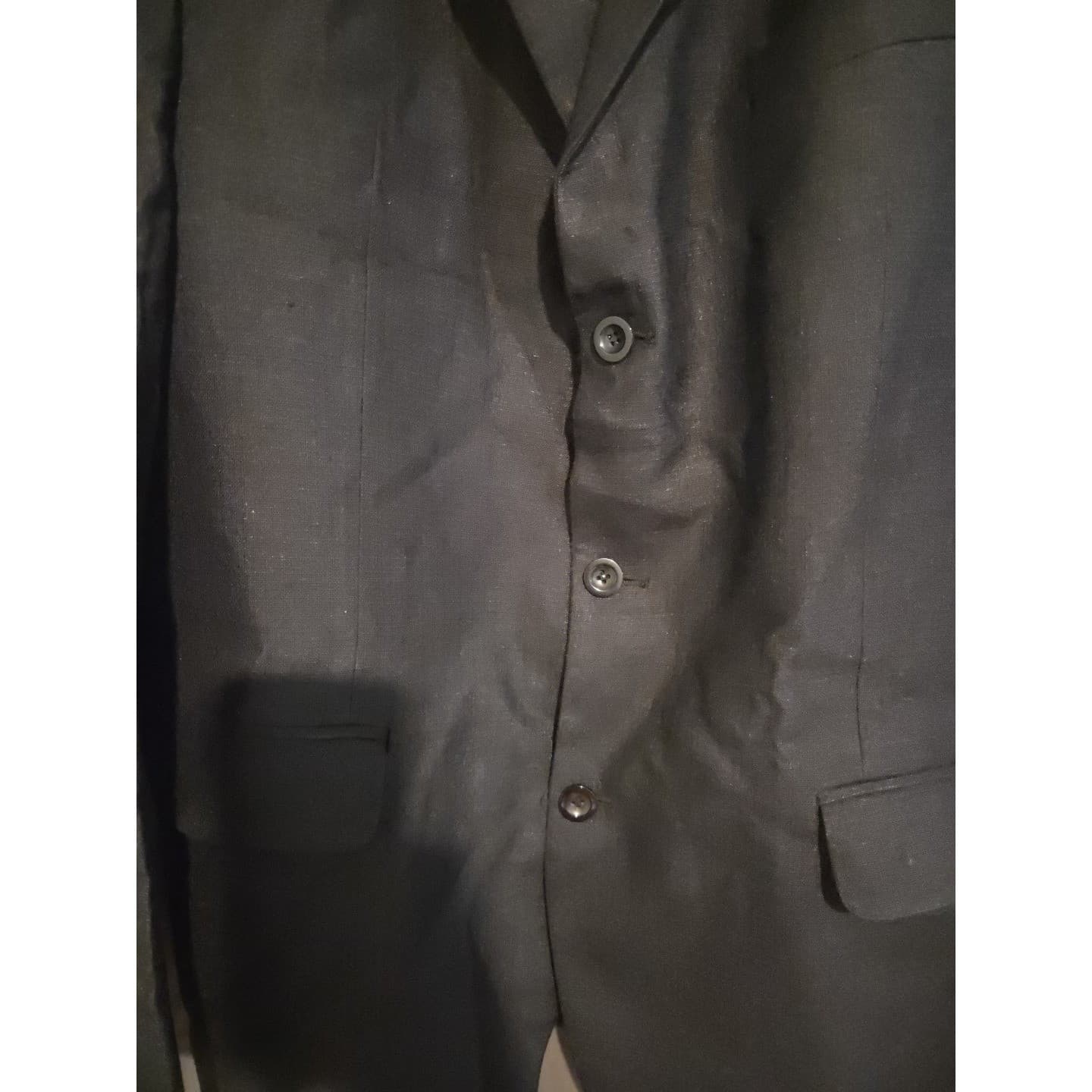 Andrew Fezza Fusion Charcoal Grey 100% Silk 3-Button Blazer, Mens 44L Sport Coat - Thumbnail 6