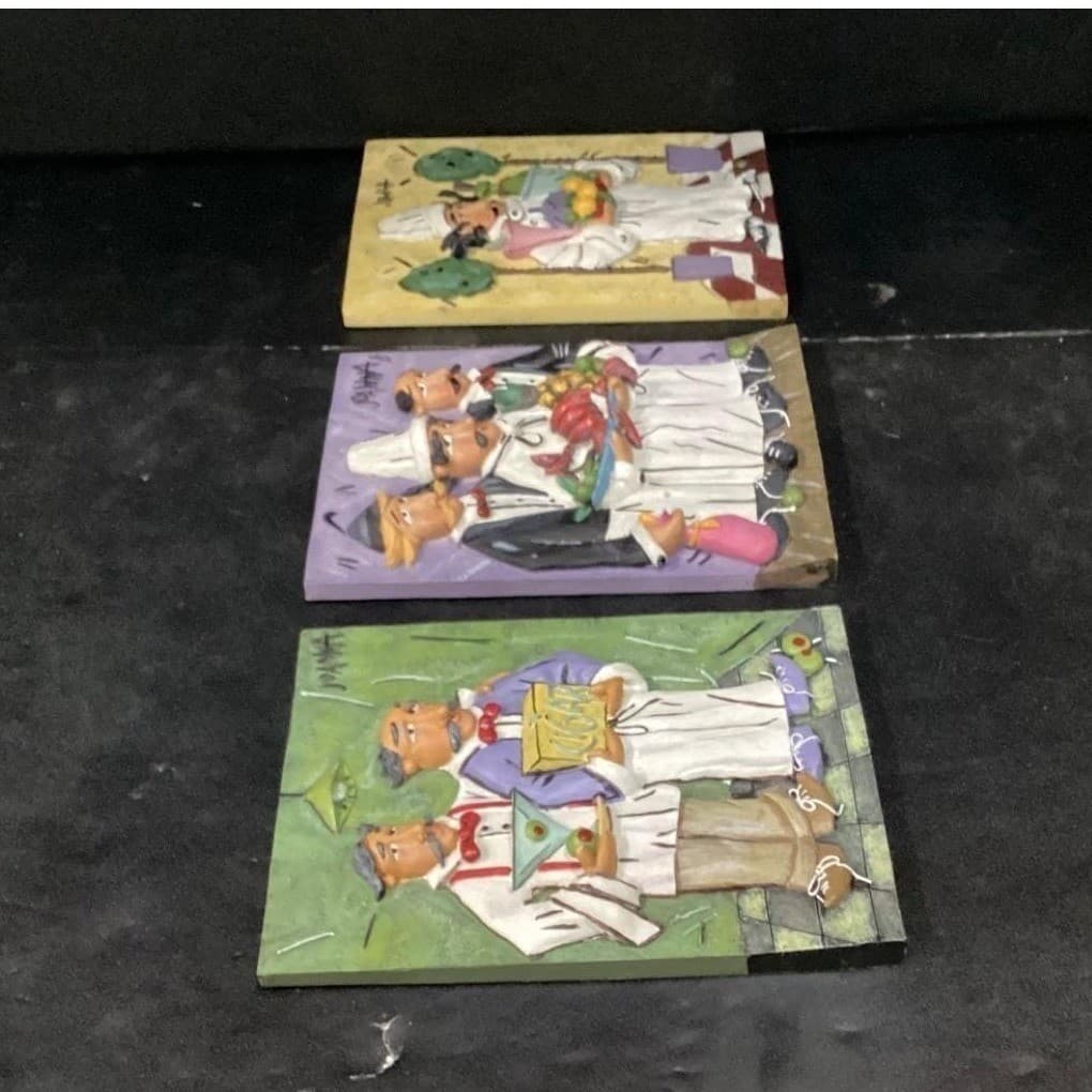 Italian Kitchen Wall Plaques by Joanna, Set of 3, Vintage Inspired Chefs/ Waiter - Thumbnail 11