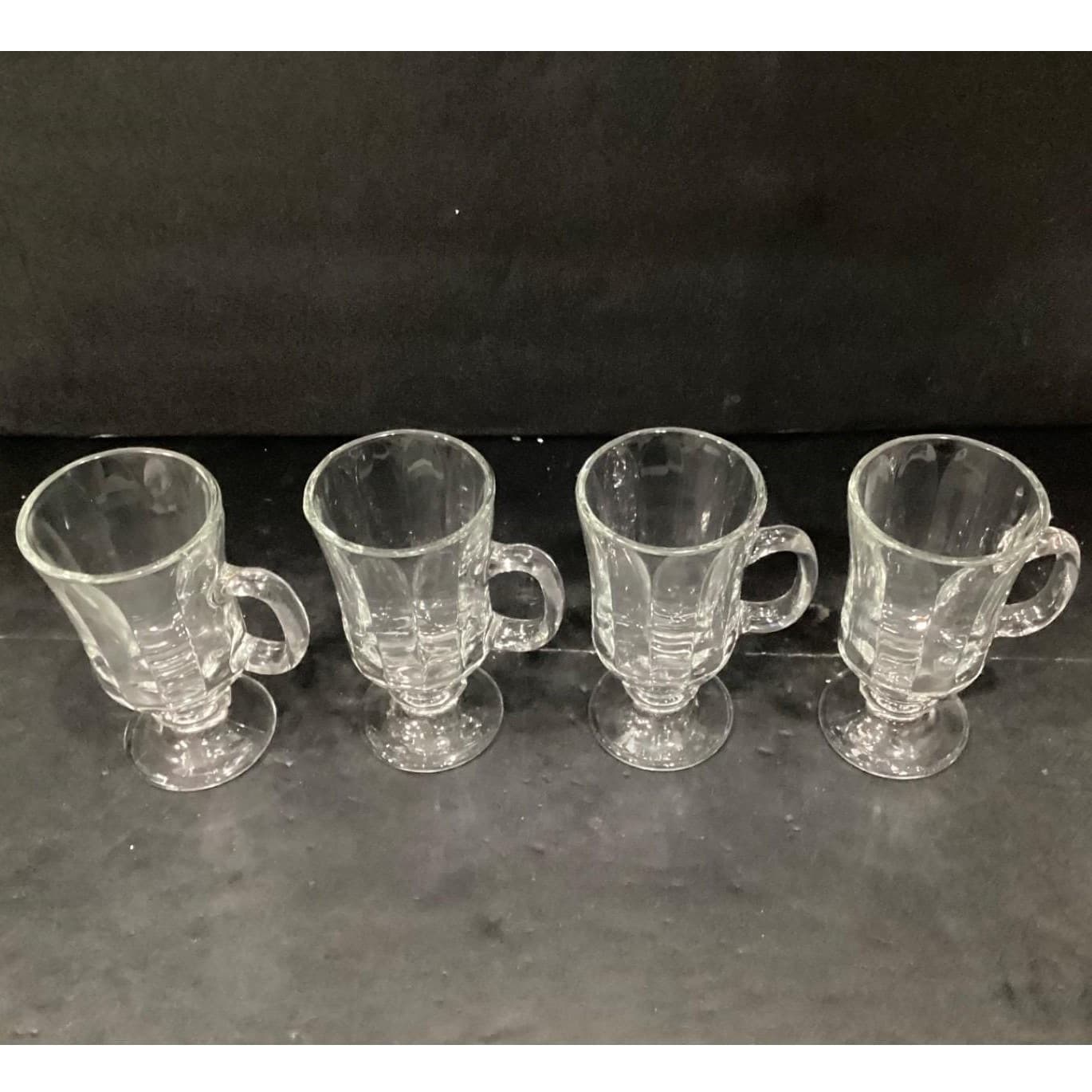 Libbey Pedestal Irish Coffee Mugs, Set of 4, Vintage Optic Design, Drinkware - Thumbnail 6