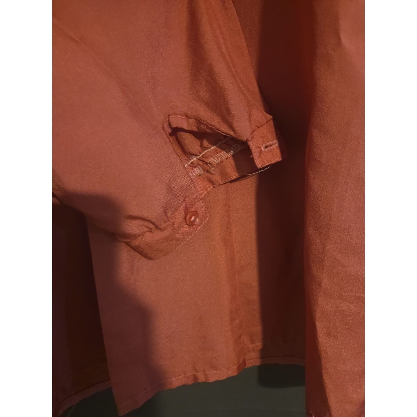 Herb Roberts California Vintage Bib Front Blouse Rust High Neck Long Sleeve Top - Thumbnail 7