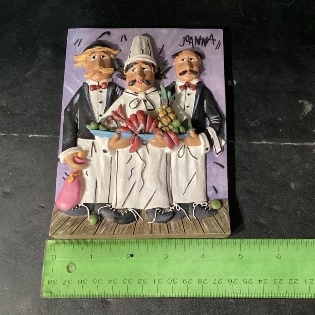 Italian Kitchen Wall Plaques by Joanna, Set of 3, Vintage Inspired Chefs/ Waiter - Thumbnail 13