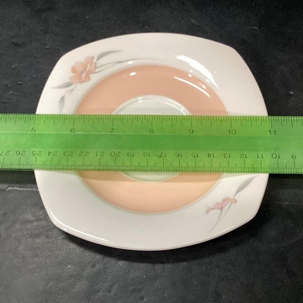 Nikko Japan Quadrille Peachglow Teacup Saucers, Set of 4, Vintage Tableware - Thumbnail 6