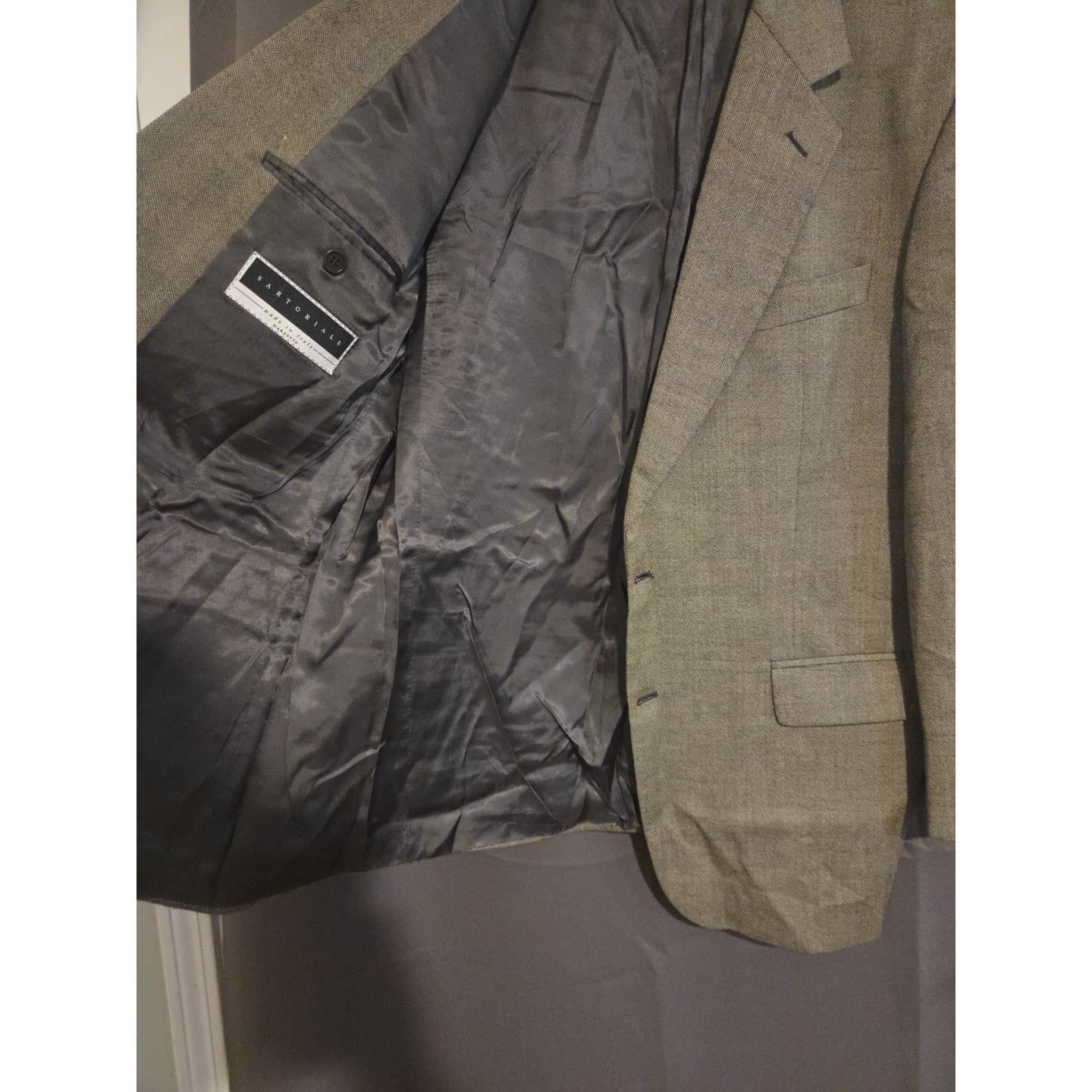 Sartoriale Marzotto Guabello Super 100s Wool Blazer, Men's 44R Olive Green Italy - Thumbnail 9
