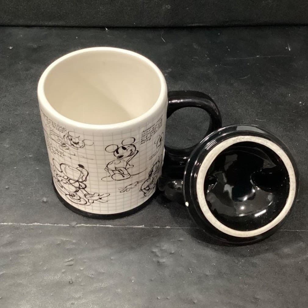 Disney Mickey Mouse Lidded Coffee Cup, Vintage Inspired Sketch Book Draw Design - Thumbnail 8