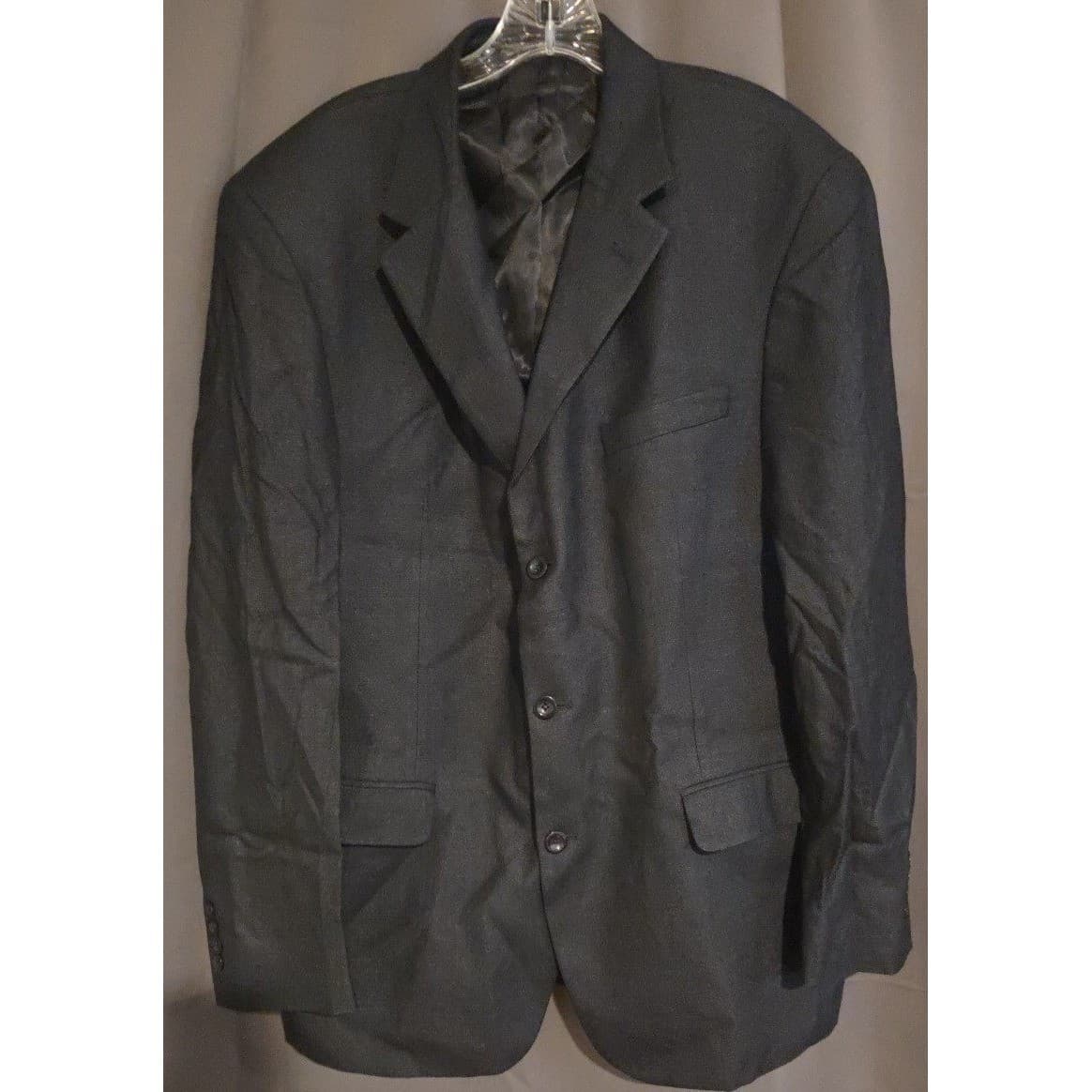 Andrew Fezza Fusion Charcoal Grey 100% Silk 3-Button Blazer, Mens 44L Sport Coat - Thumbnail 3