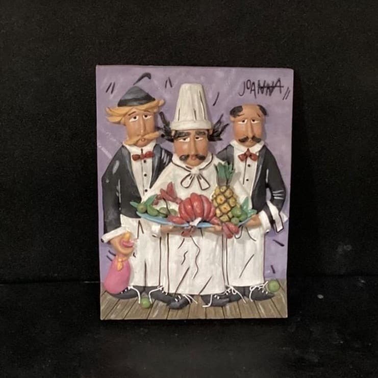 Italian Kitchen Wall Plaques by Joanna, Set of 3, Vintage Inspired Chefs/ Waiter - Thumbnail 5