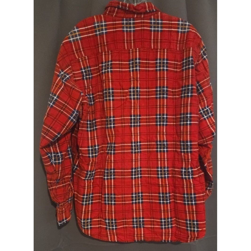 Big Smith Red Plaid Flannel Shirt, Men's XL Long Sleeve 100% Cotton Button Up - Thumbnail 4