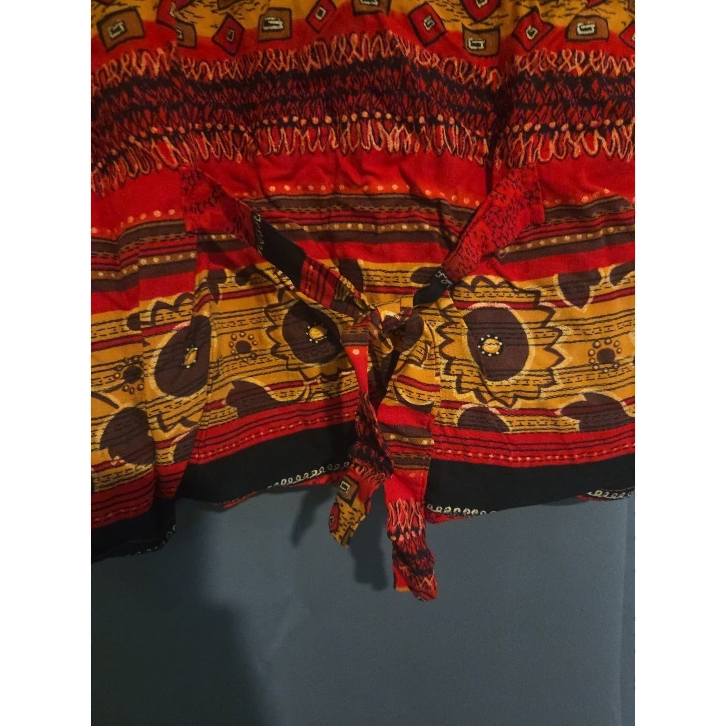 Karibo Red Multi Pattern Rayon Short Sleeve Button Up Shirt, Women's XL, 1M179C - Thumbnail 9