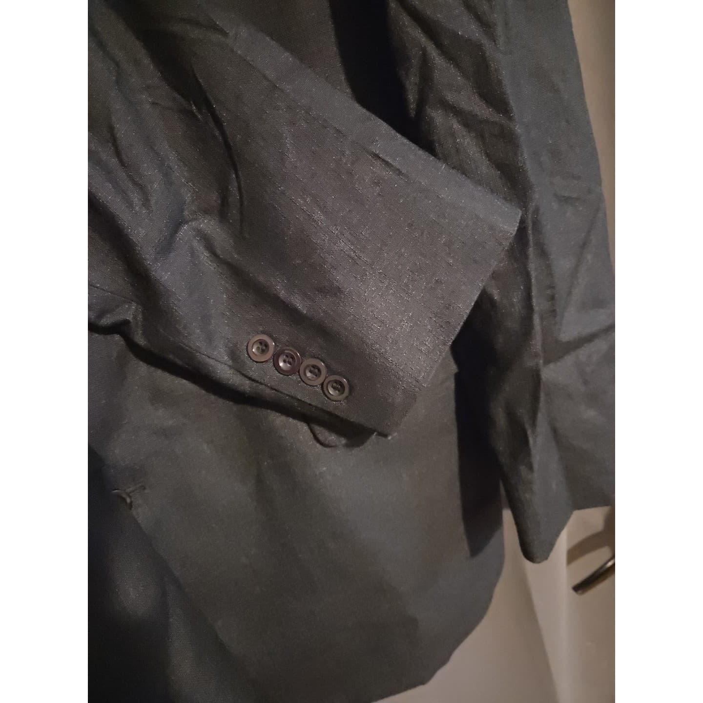Andrew Fezza Fusion Charcoal Grey 100% Silk 3-Button Blazer, Mens 44L Sport Coat - Thumbnail 7