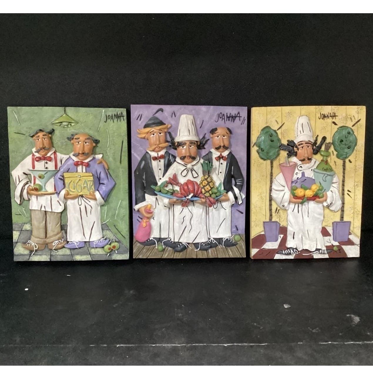 Italian Kitchen Wall Plaques by Joanna, Set of 3, Vintage Inspired Chefs/ Waiter - Thumbnail 3
