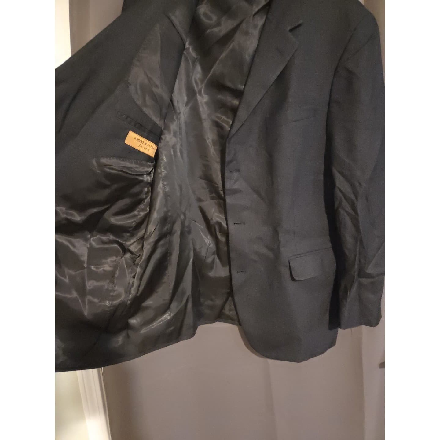 Andrew Fezza Fusion Charcoal Grey 100% Silk 3-Button Blazer, Mens 44L Sport Coat - Thumbnail 9