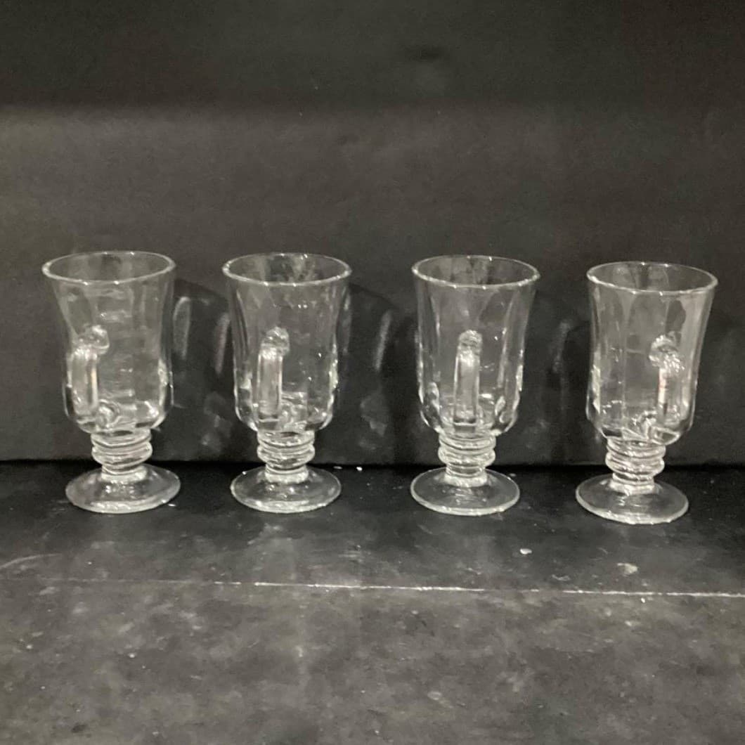 Libbey Pedestal Irish Coffee Mugs, Set of 4, Vintage Optic Design, Drinkware - Thumbnail 4