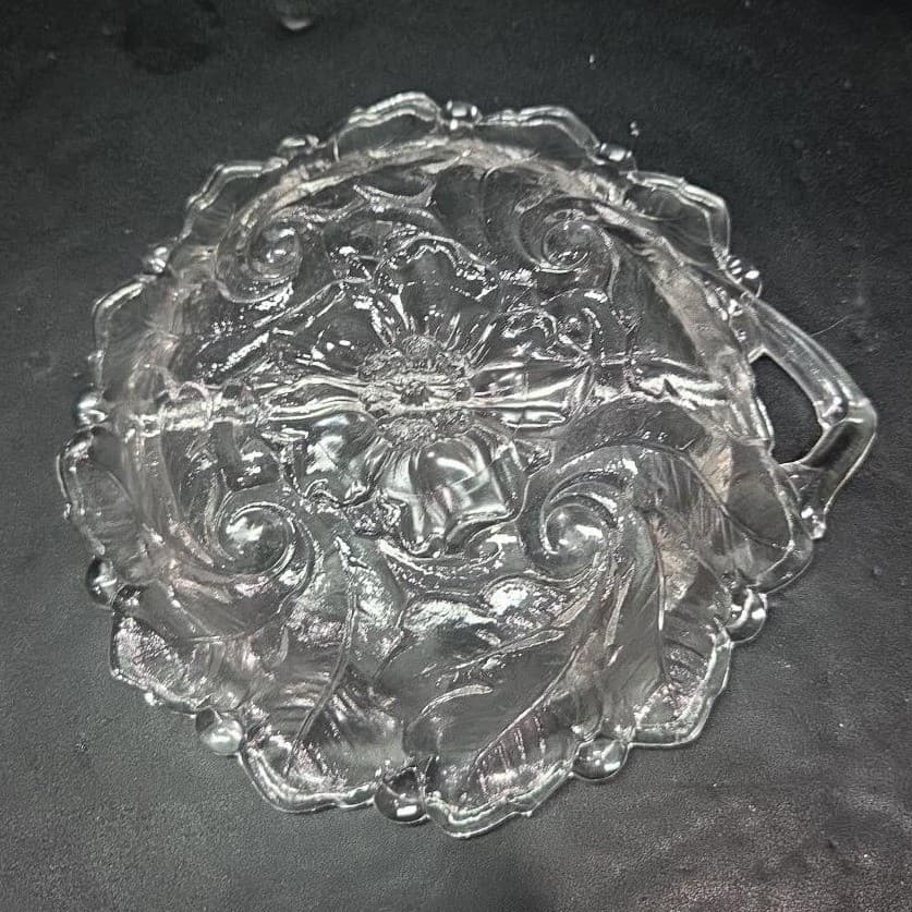 Indiana Glass Wild Rose Embossed Divided Bowl, Vintage Serving Tray, Kitchenware - Thumbnail 3
