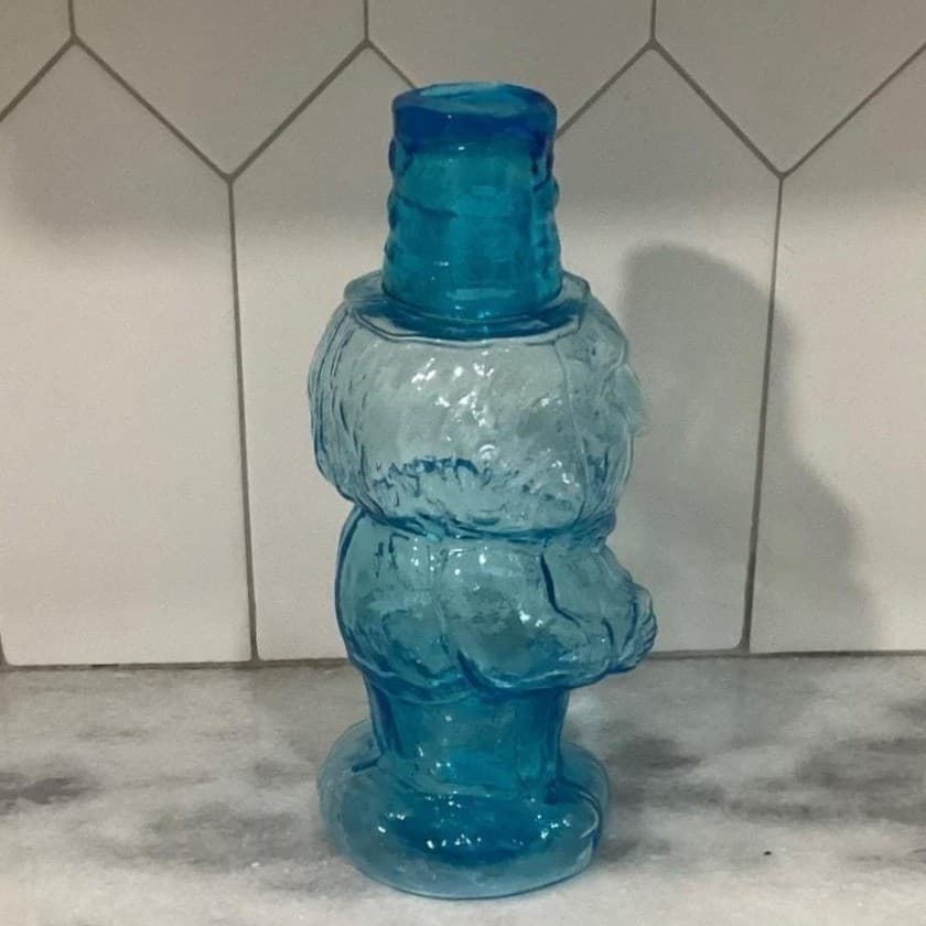 Indiana Glass Blue Jolly Mountaineer Decanter Vintage Hillbilly Moonshine Bottle - Thumbnail 7
