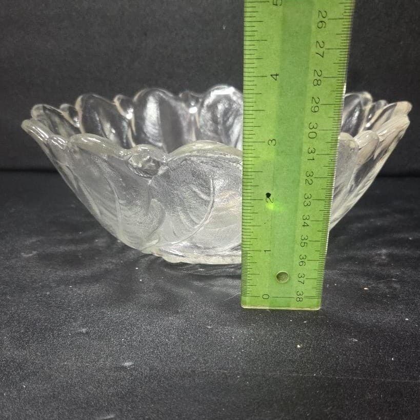 Indiana Glass Lead Crystal Serving Bowl, Vintage Wild Rose Design, Centerpiece - Thumbnail 6