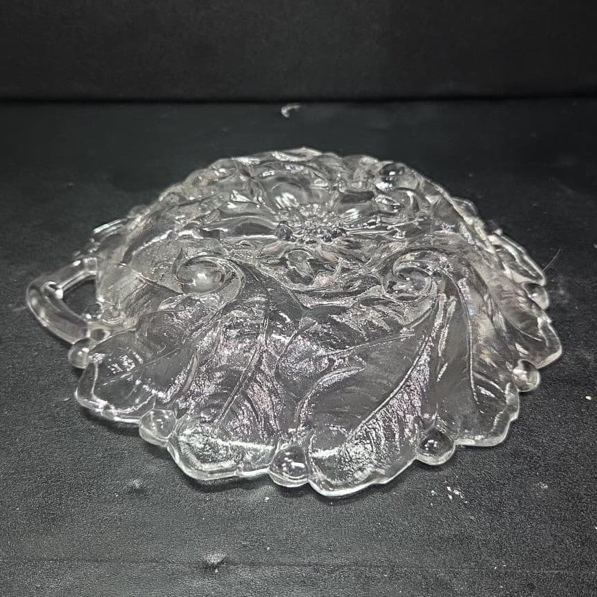 Indiana Glass Wild Rose Embossed Divided Bowl, Vintage Serving Tray, Kitchenware - Thumbnail 6