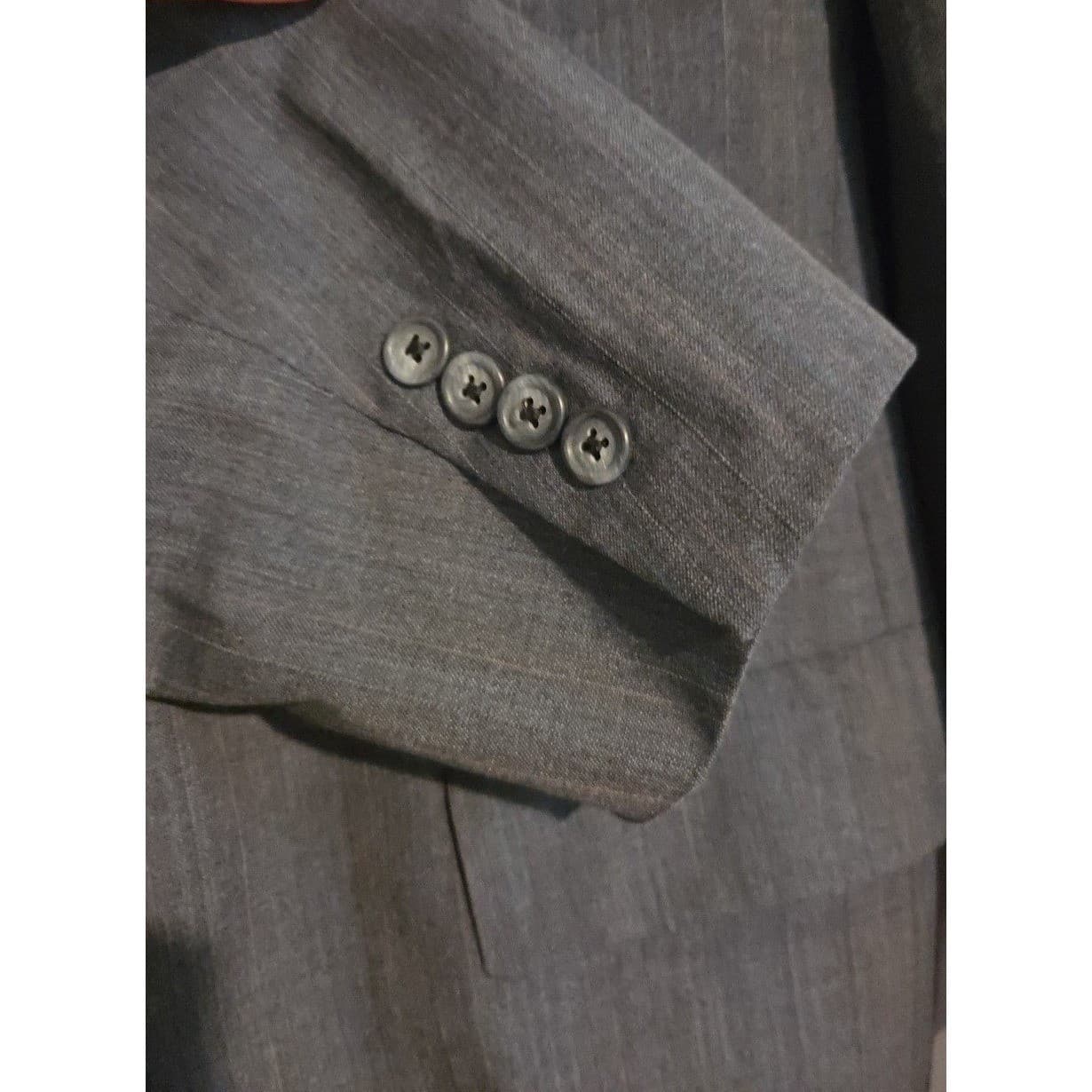 Hart Schaffner Marx Maison Blanche Grey Pinstripe Viracle Wool Blend Blazer Mens - Thumbnail 7