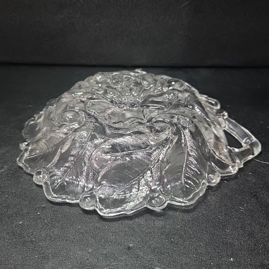 Indiana Glass Wild Rose Embossed Divided Bowl, Vintage Serving Tray, Kitchenware - Thumbnail 8