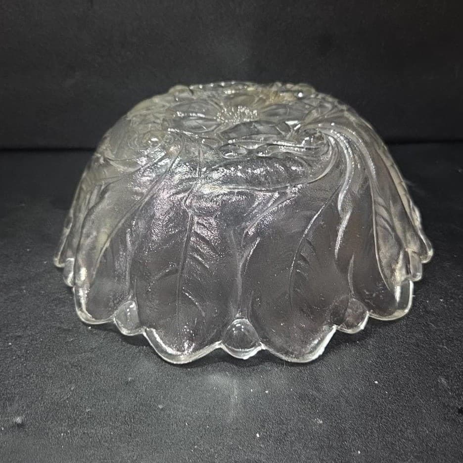 Indiana Glass Lead Crystal Serving Bowl, Vintage Wild Rose Design, Centerpiece - Thumbnail 7