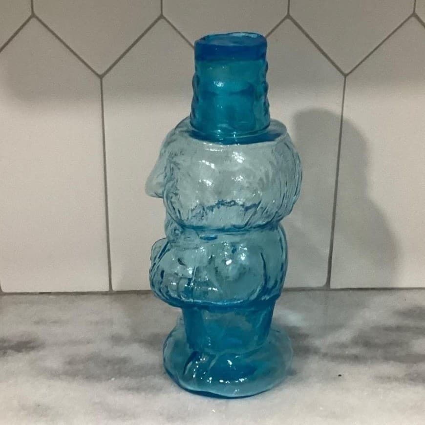 Indiana Glass Blue Jolly Mountaineer Decanter Vintage Hillbilly Moonshine Bottle - Thumbnail 9