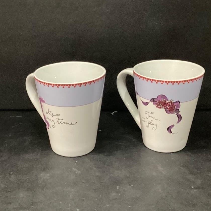 Rosanna Coffee Cups, "It's My Time" & "Time to Play" Design, Set of 2, Drinkware - Thumbnail 8
