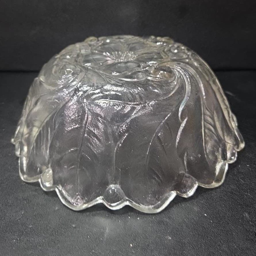 Indiana Glass Lead Crystal Serving Bowl, Vintage Wild Rose Design, Centerpiece - Thumbnail 8