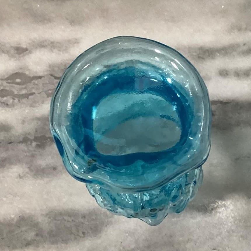 Indiana Glass Blue Jolly Mountaineer Decanter Vintage Hillbilly Moonshine Bottle - Thumbnail 5