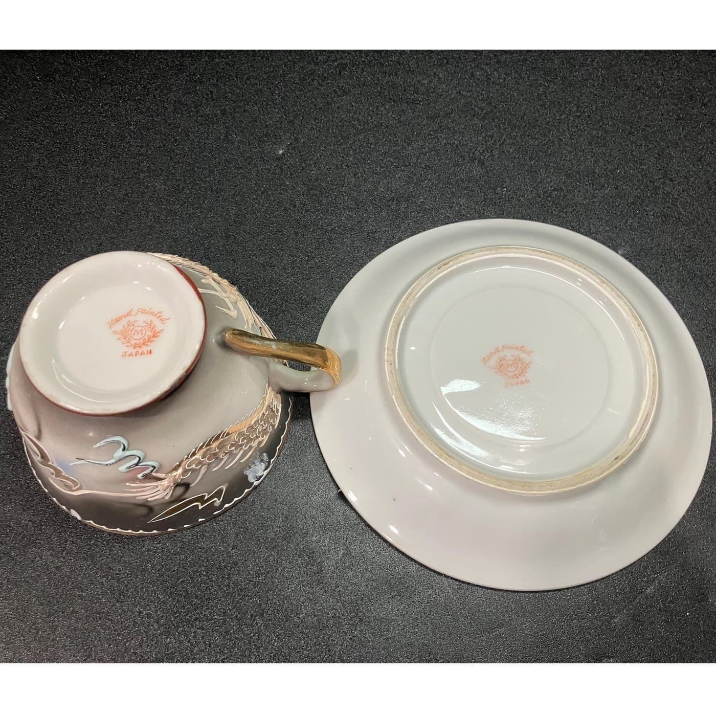 Moriage Dragonware Teacup & Saucers, Set of 4 Vintage Hand Painted Dragon Design - Thumbnail 7