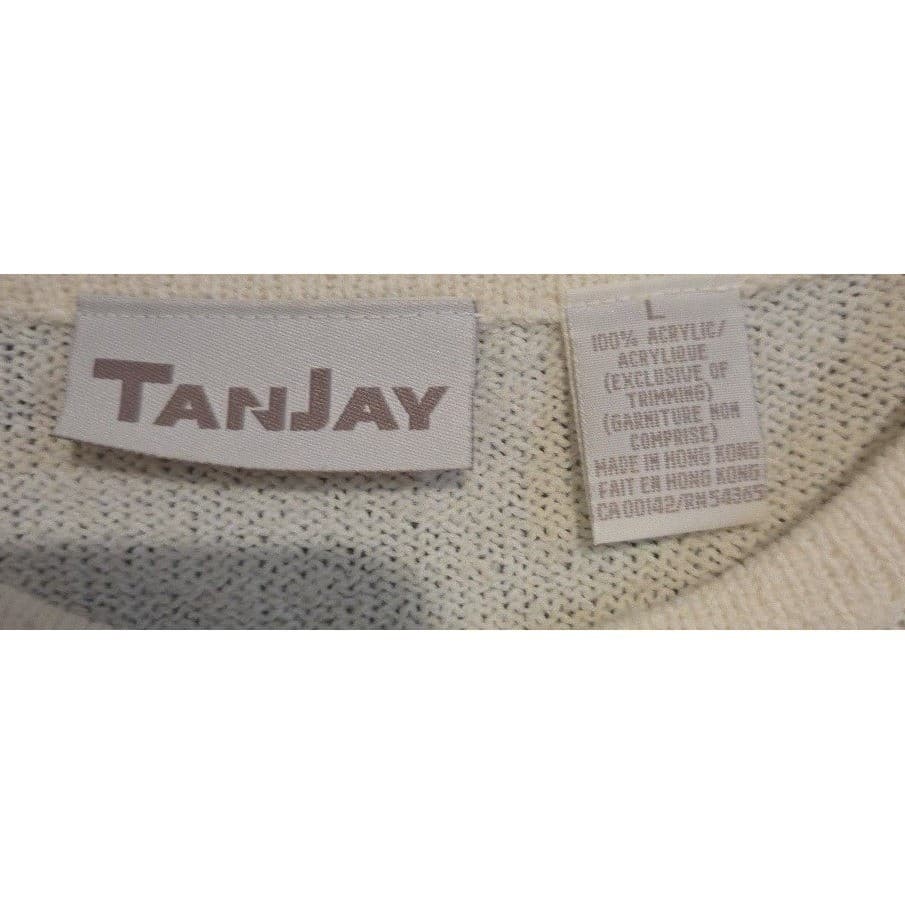 TanJay Cream Embroidered Short Sleeve Knit Sweater, Women's Large N481 92703 - Thumbnail 5