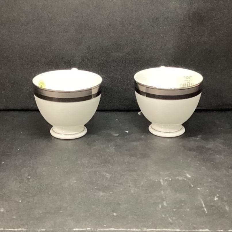 Waterford Fine China Colleen Patterned Teacups, Set of 2, Silver & White Cups - Thumbnail 4