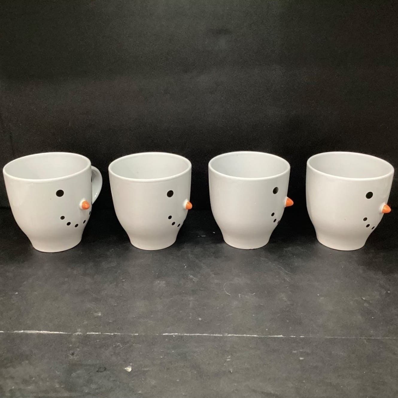 Royal Norfolk White Snowman Coffee Cups, Set of 4, 3D Carrot Noses, Drinkware - Thumbnail 6