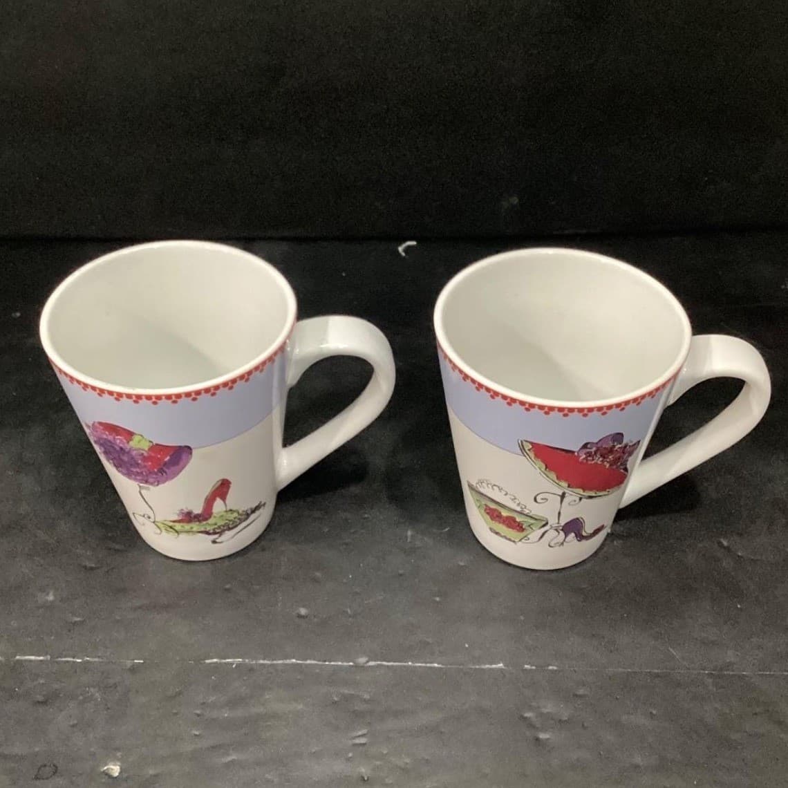 Rosanna Coffee Cups, "It's My Time" & "Time to Play" Design, Set of 2, Drinkware - Thumbnail 2