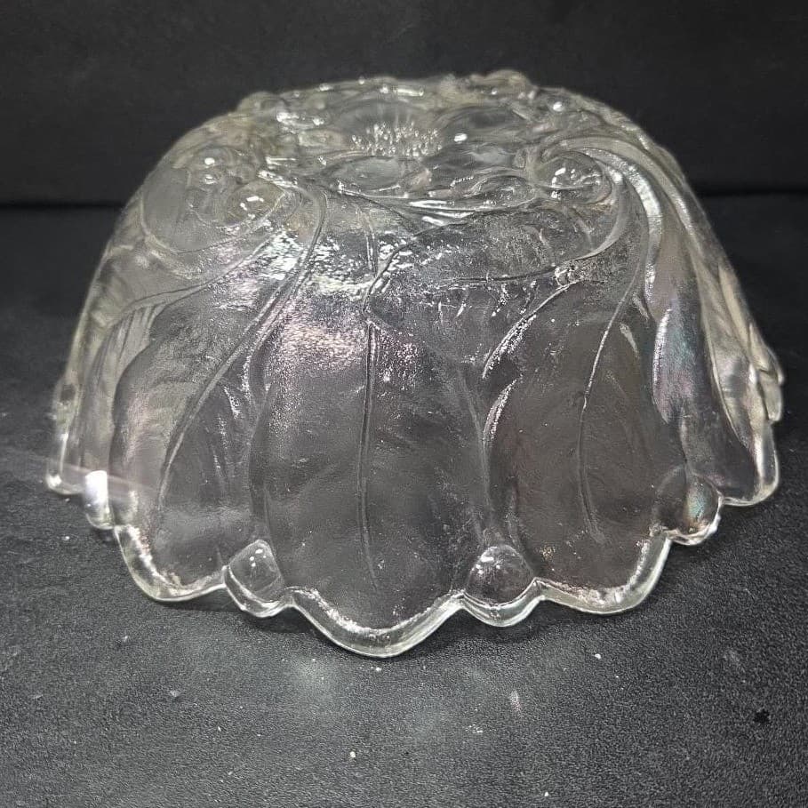 Indiana Glass Lead Crystal Serving Bowl, Vintage Wild Rose Design, Centerpiece - Thumbnail 10