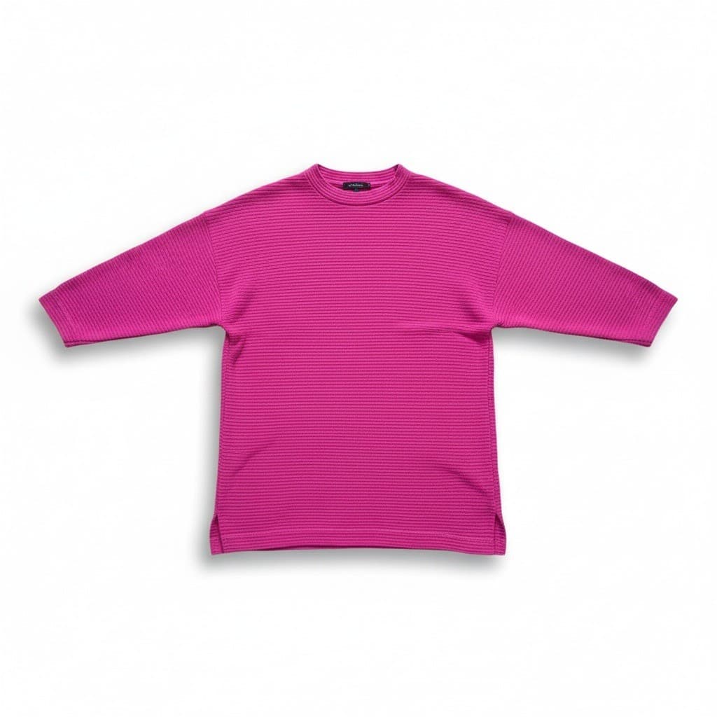 Michael Carrie Vintage Ribbed Hot Pink 3/4 Sleeve Crew Neck, Woman's Medium Top